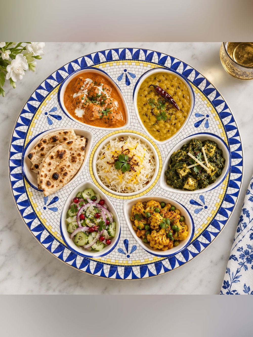 Anthropologie Bistro Tile 24k Gold Accent Italia Oyster Thaali Platter